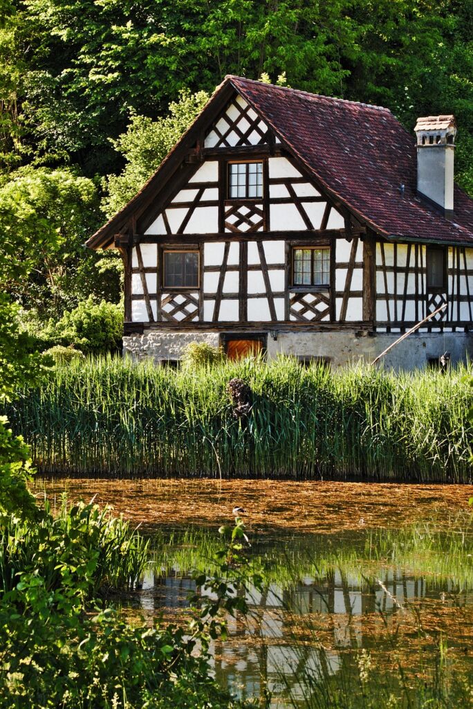 house, truss, half-timbered house, old, pond, reflection, rustic, house, half-timbered house, half-timbered house, half-timbered house, half-timbered house, half-timbered house
